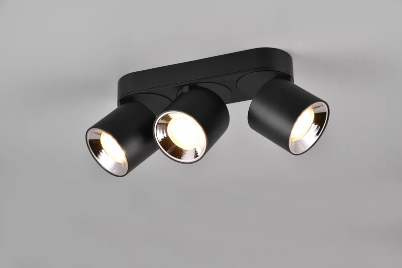 Plafón de techo Trio Guayana 3 luces negro mate 27,3cm 651000332