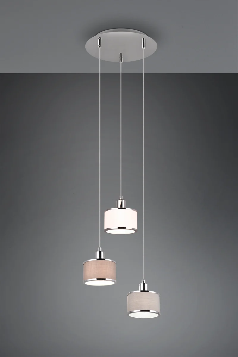 Lámpara de techo colgante Trio Kaprun 3 luces cromo 150cm 311630306