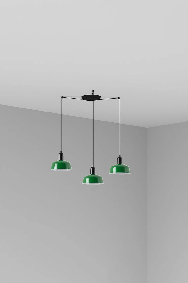 Lámpara de techo colgante Faro Tatawin 3 luces E27 LED verde 20340-144-3L