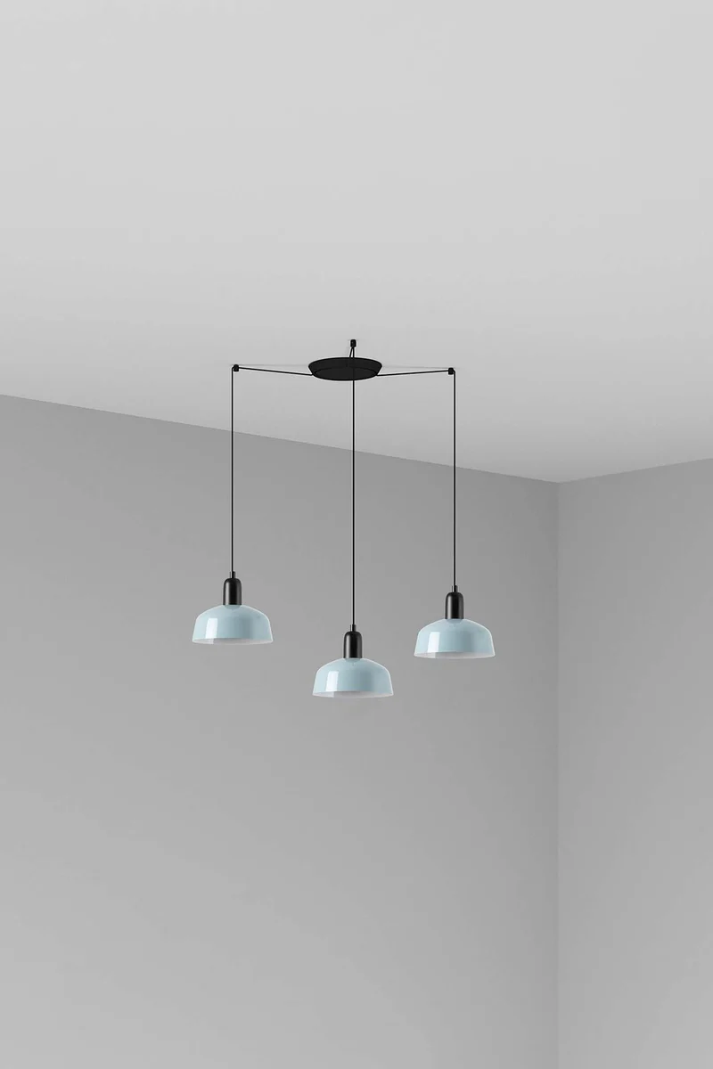 Lámpara de techo colgante Faro Tatawin 3 luces E27 LED azul grisaceo 20340-142-3L