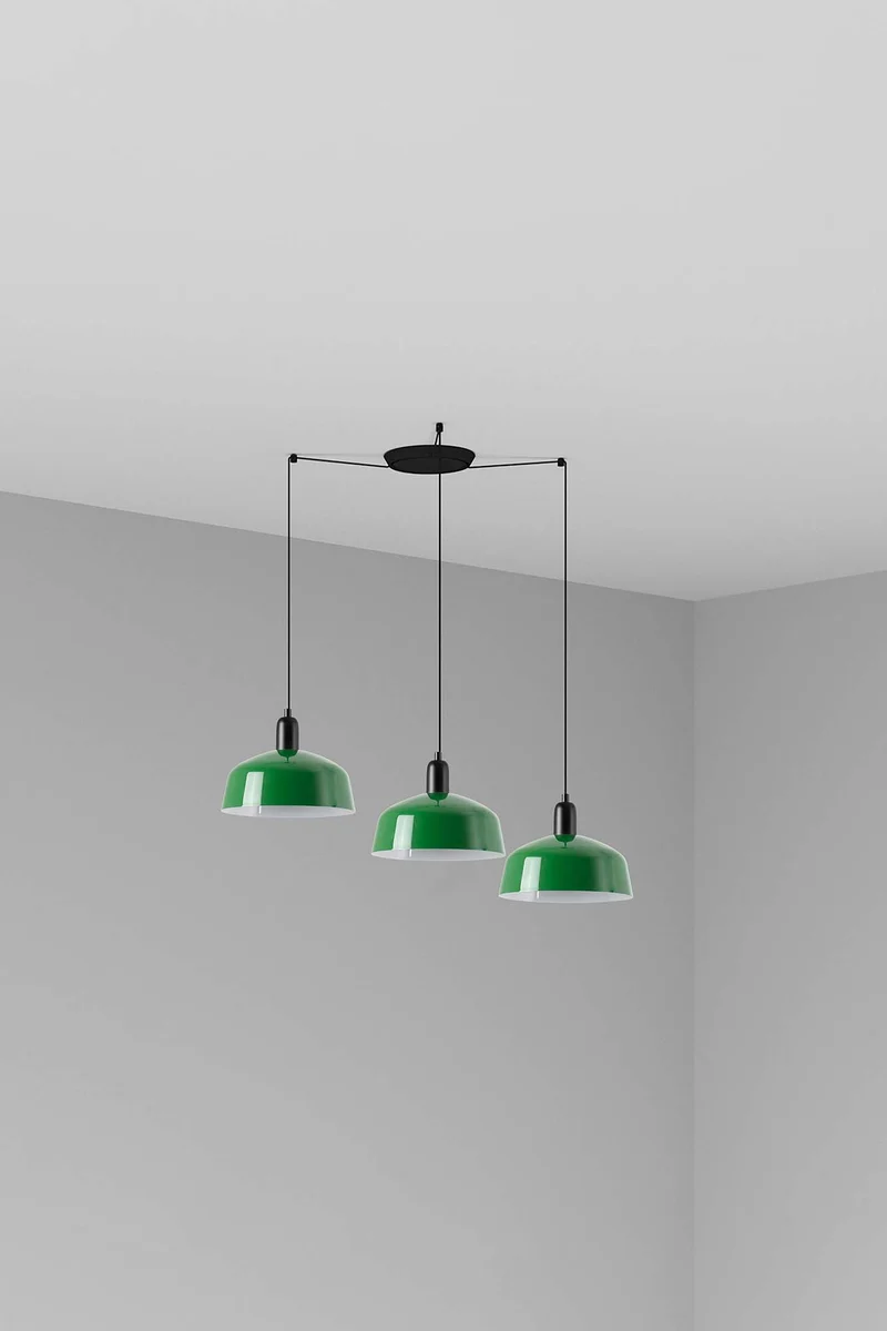 Lámpara de techo colgante Faro Tatawin 3 luces E27 LED verde 20340-149-3L