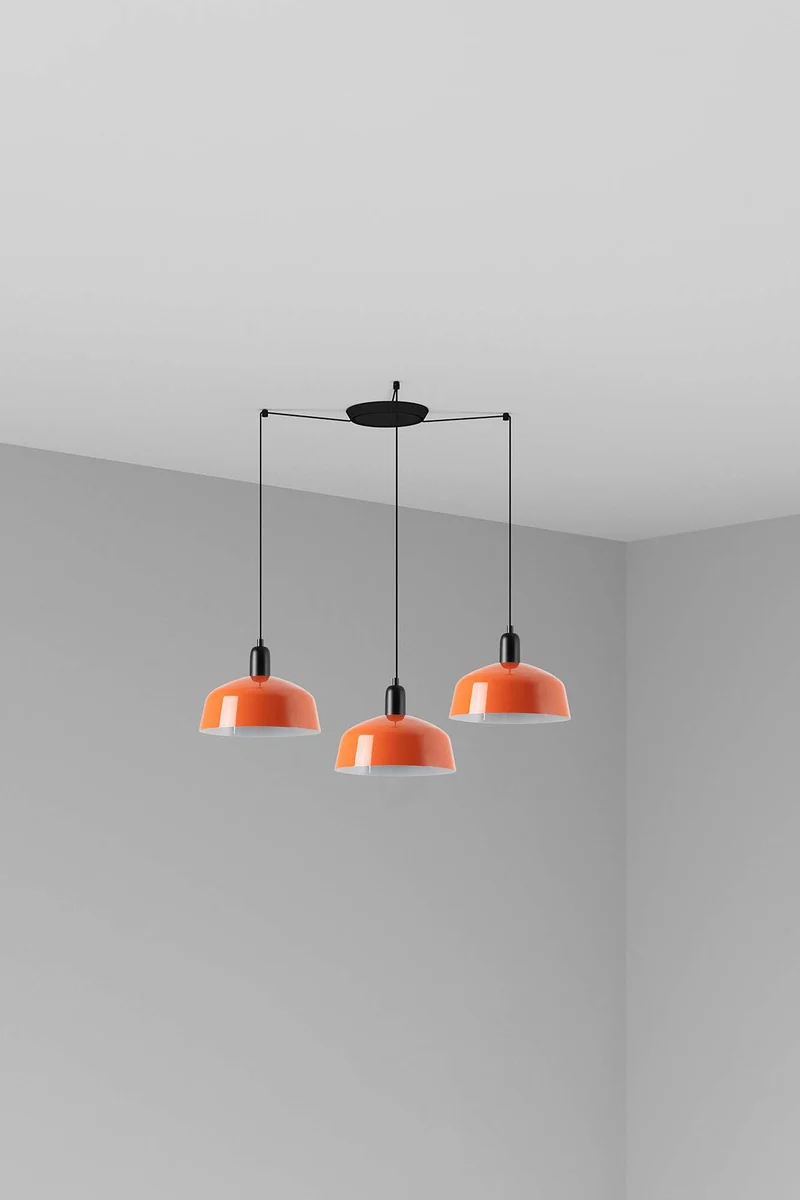 Lámpara de techo colgante Faro Tatawin 3 luces E27 LED naranja rojizo 20340-148-3L