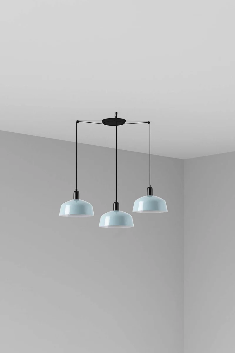 Lámpara de techo colgante Faro Tatawin 3 luces E27 LED azul grisaceo 20340-147-3L