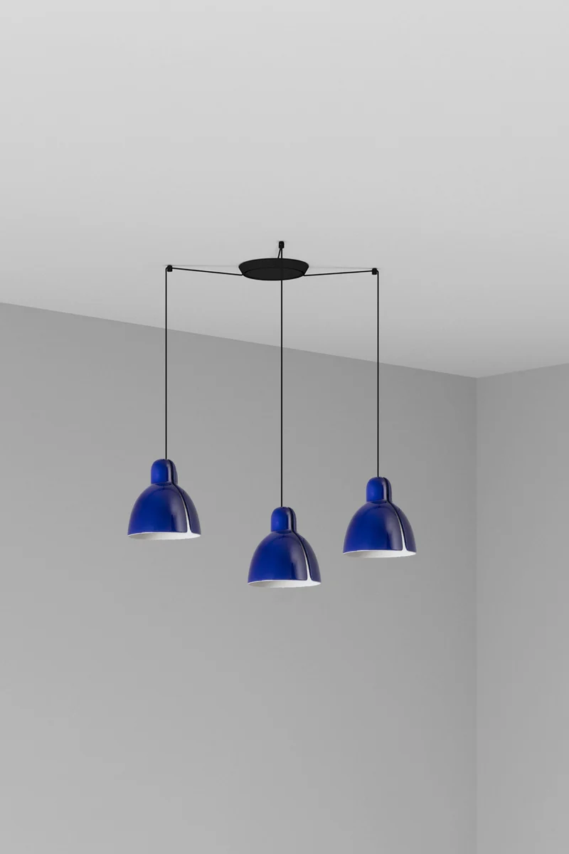 Lámpara de techo colgante Faro Venice 3 luces E27 LED azul brillo 64255-128-3L