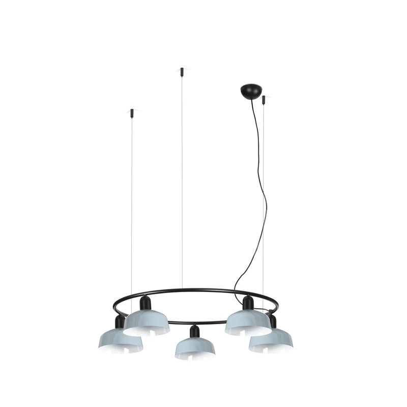 Lámpara de techo colgante Faro Tatawin 5 luces E27 LED azul 20343-142-5L para salón y comedor