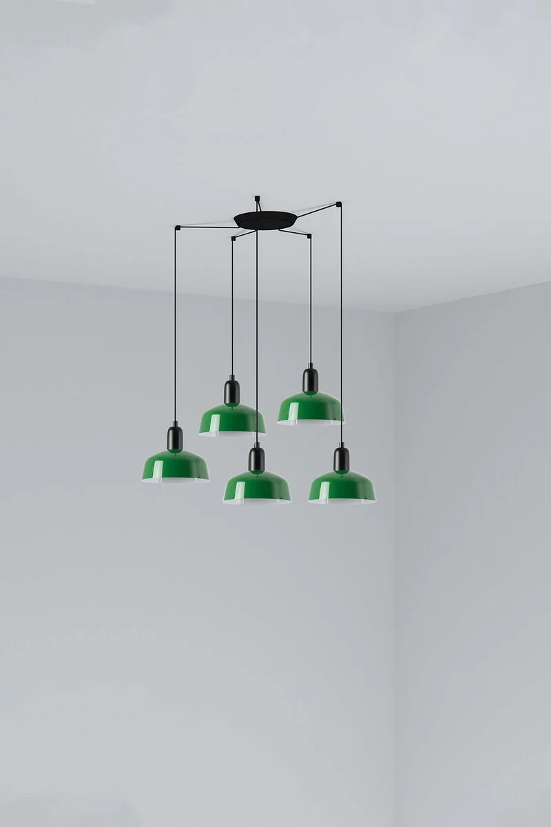Lámpara de techo colgante Faro Tatawin 5 luces E27 LED verde 20340-144-5L