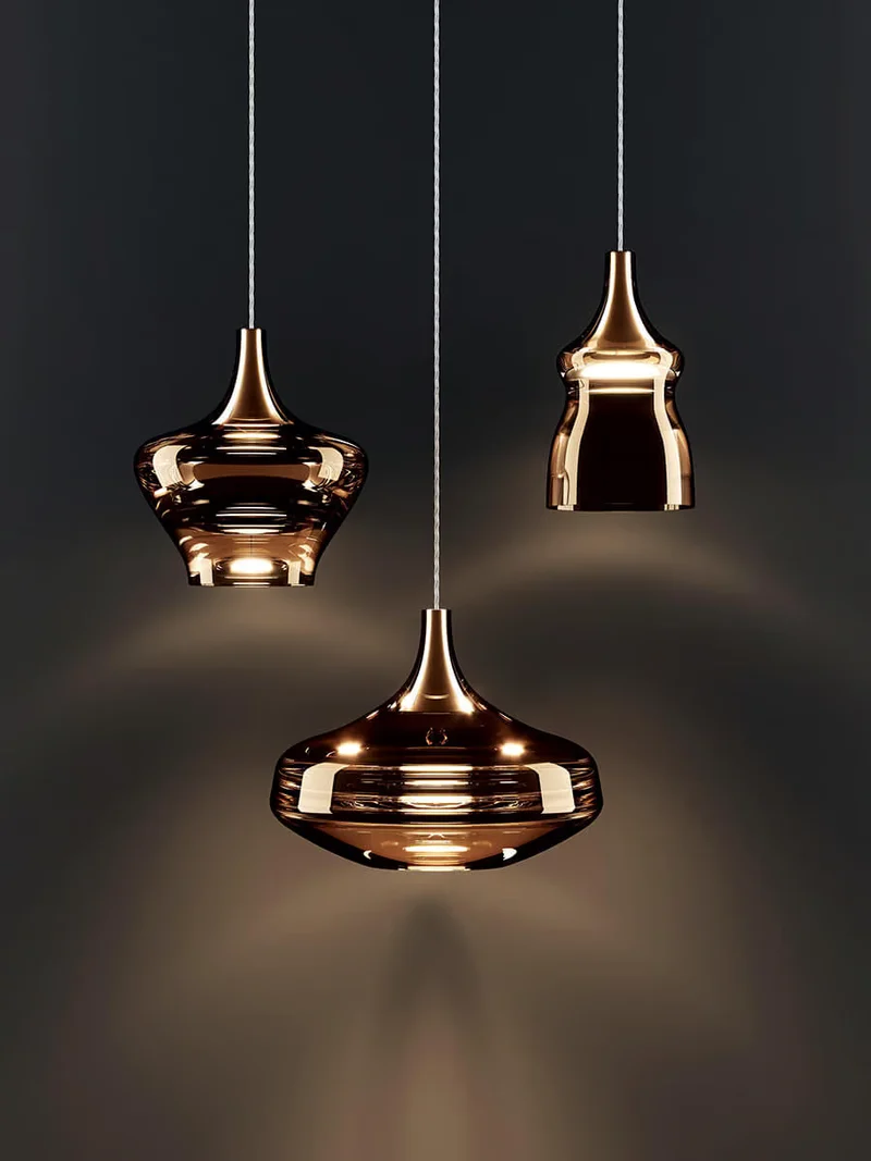 Lodes Lámpara colgante Nostalgia grande cromo bronce brillante LED 2700K 15414-4627