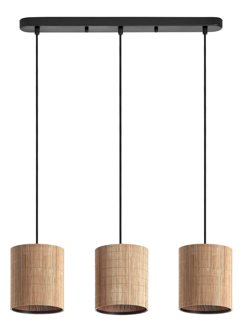 Lámpara colgante MDC rail E27 3 luces negro madera natural 589135504