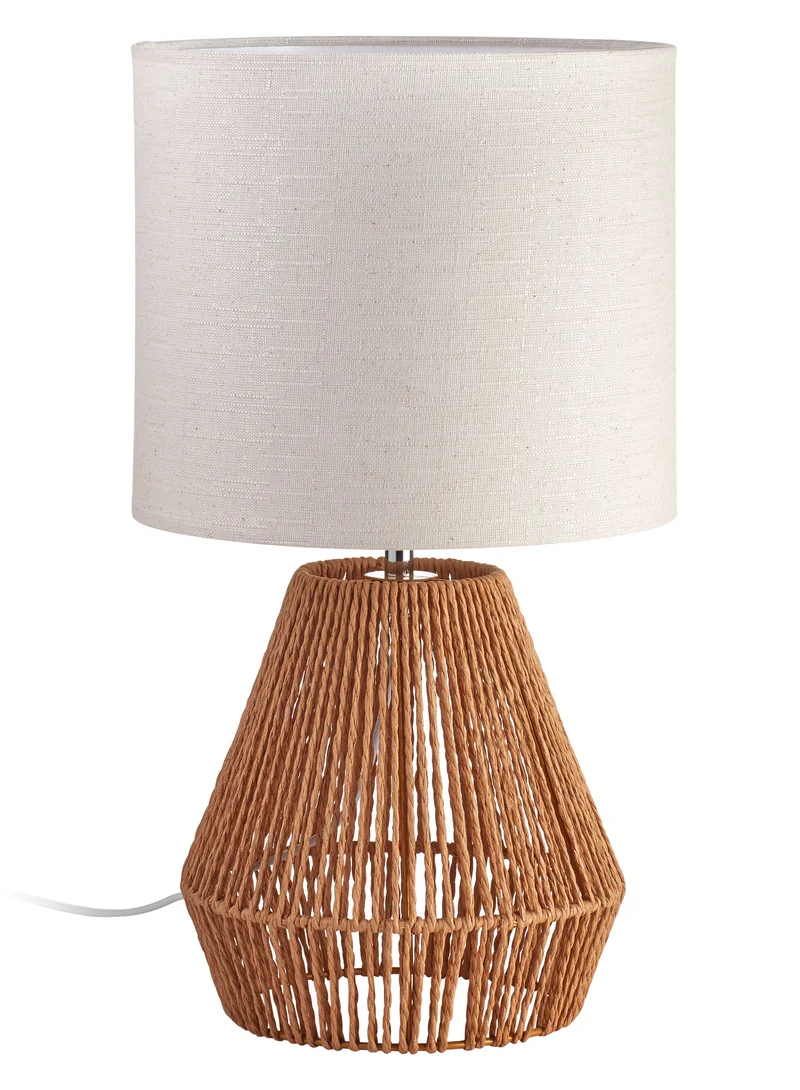 Lámpara de sobremesa MDC corda E27 madera natural beige 588985504