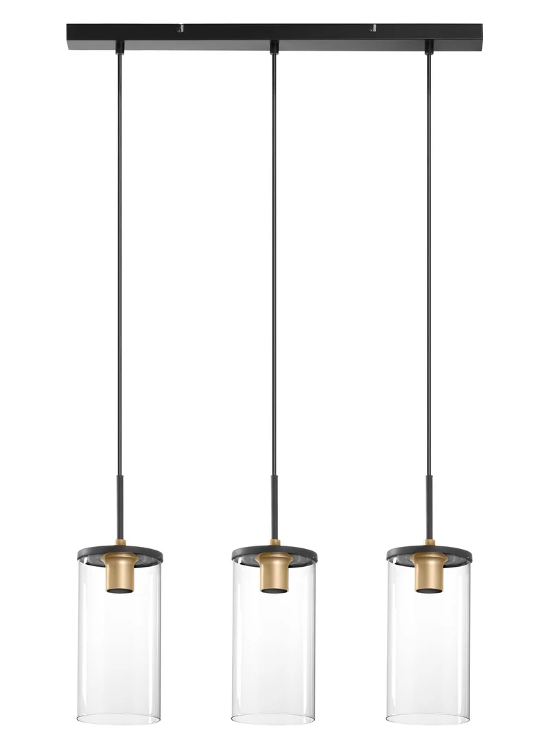 Lámpara colgante MDC E27 3 luces negro dorado 588359101 para salón y comedor