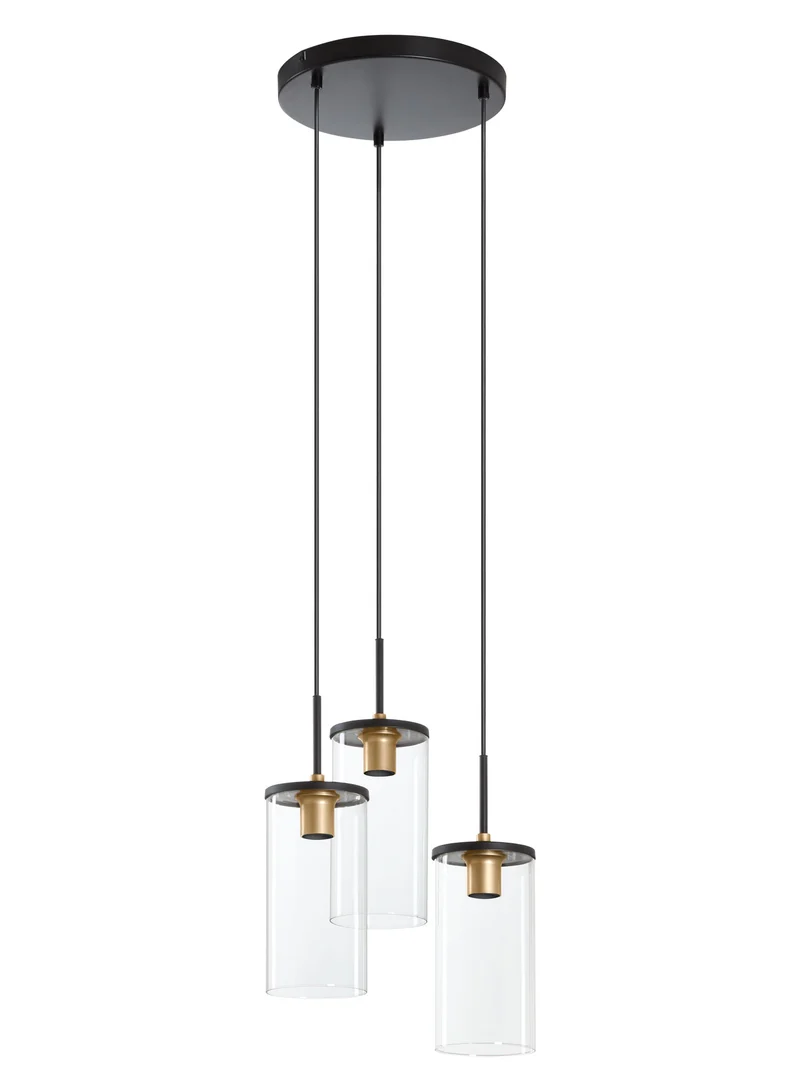 Foco de superficie MDC base E27 3 luces negro dorado 588349101 para salón y comedor