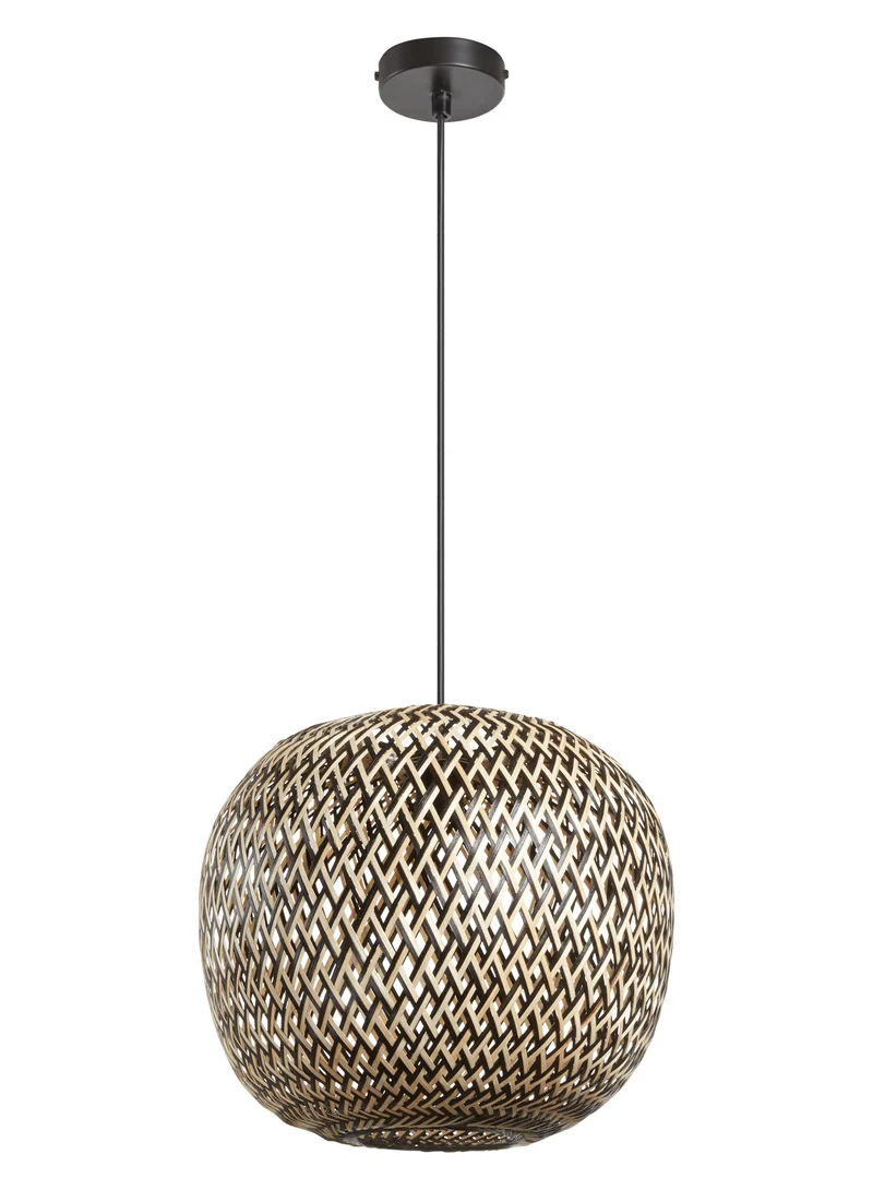 Lámpara colgante MDC kenia E27 madera natural negro 579375401