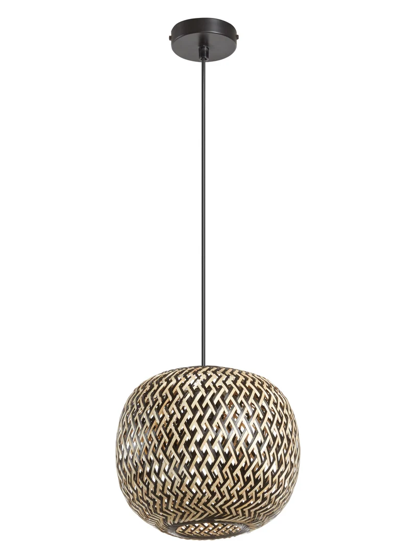 Lámpara colgante MDC kenia E27 madera natural negro 579365401
