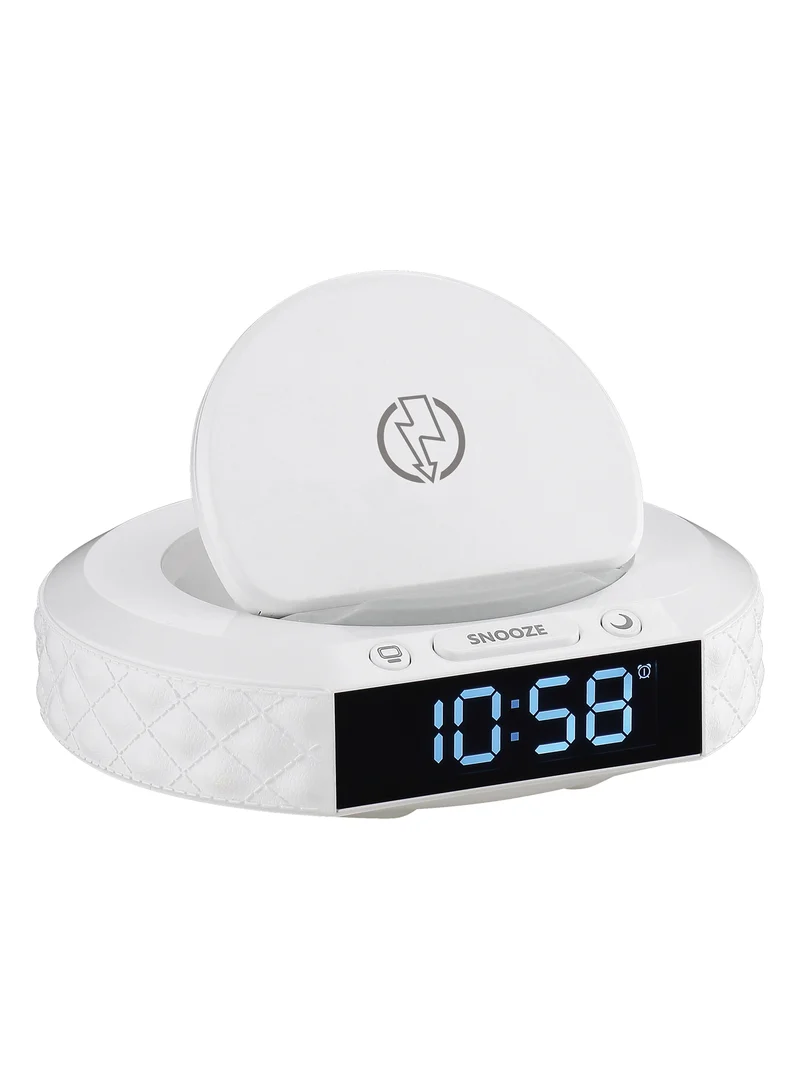 Lámpara de sobremesa MDC Chargy blanco con cargador inalámbrico y reloj 578628102