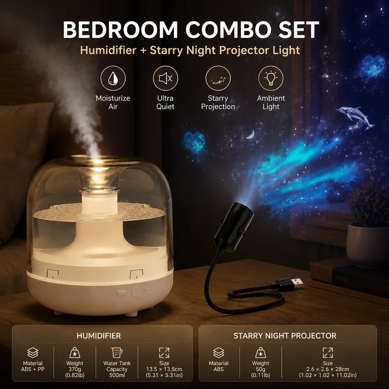 White 2pc Bedroom Atmosphere Bundle Starry Sky