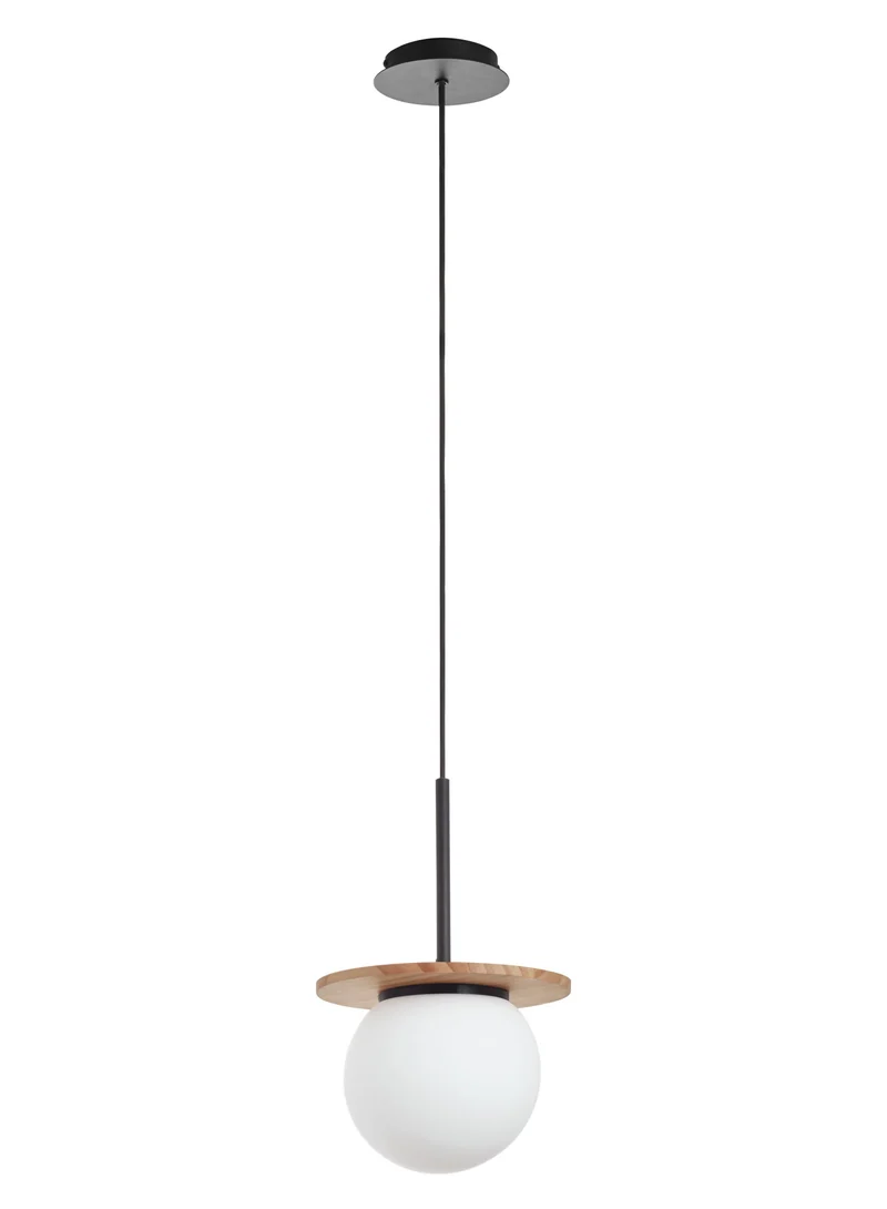 Lámpara colgante MDC floc E27 negro madera natural opal IP44 450329103