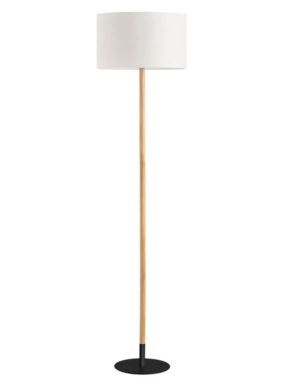 Lámpara de pie de salón MDC Noelia negro madera blanco 20W 580979104