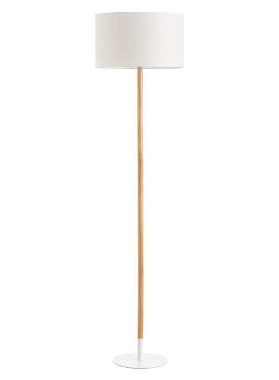 Lámpara de pie de salón MDC Noelia blanco madera 20W 580978104