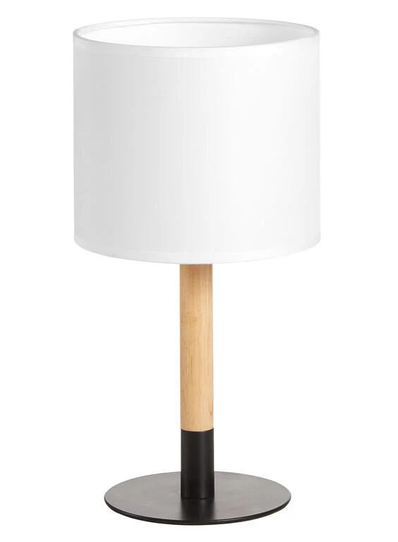 Lámpara de sobremesa MDC Noelia negro madera blanco 20W 580969104