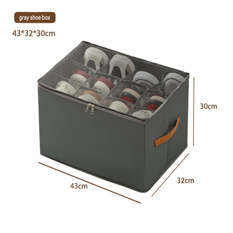 Clear Oxford Foldable 12-Grid Shoe Storage Box