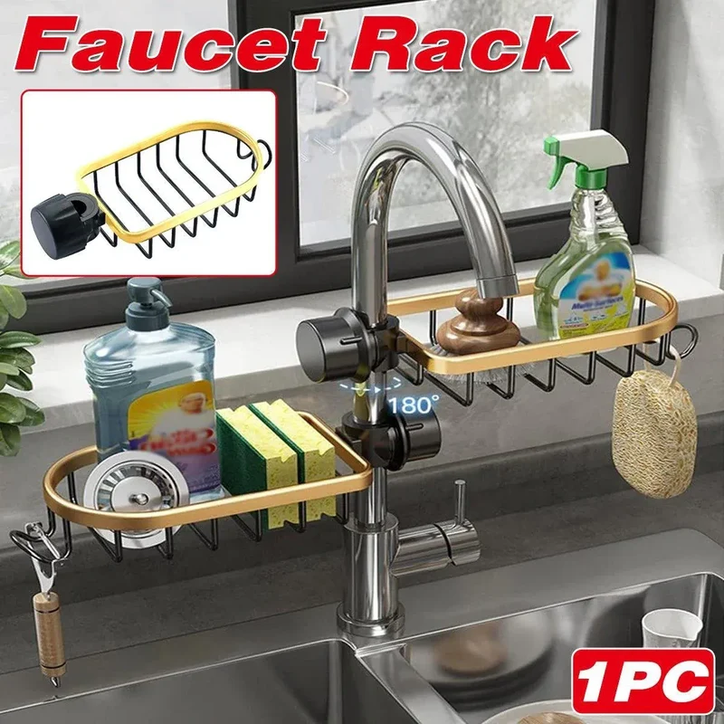Adjustable Faucet Sink Shelf Drainage Rack Kitchen Storage Organiser