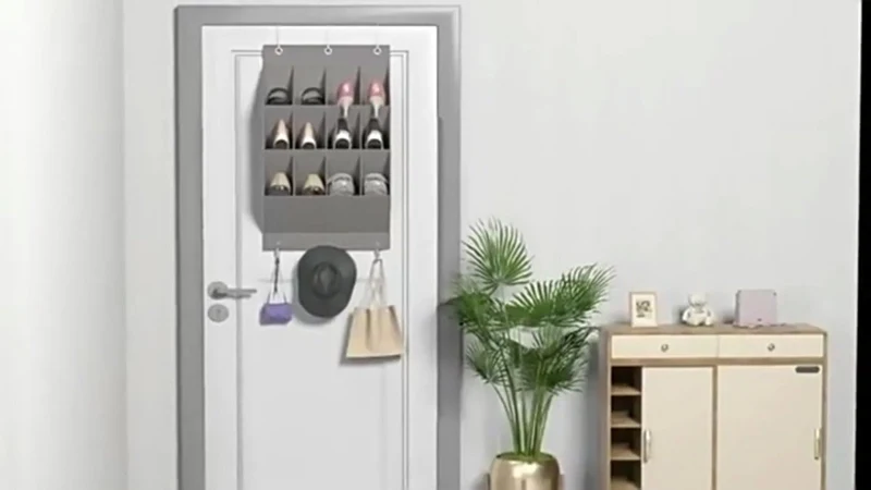Grey Over-Door Hanging Shoe Organiser