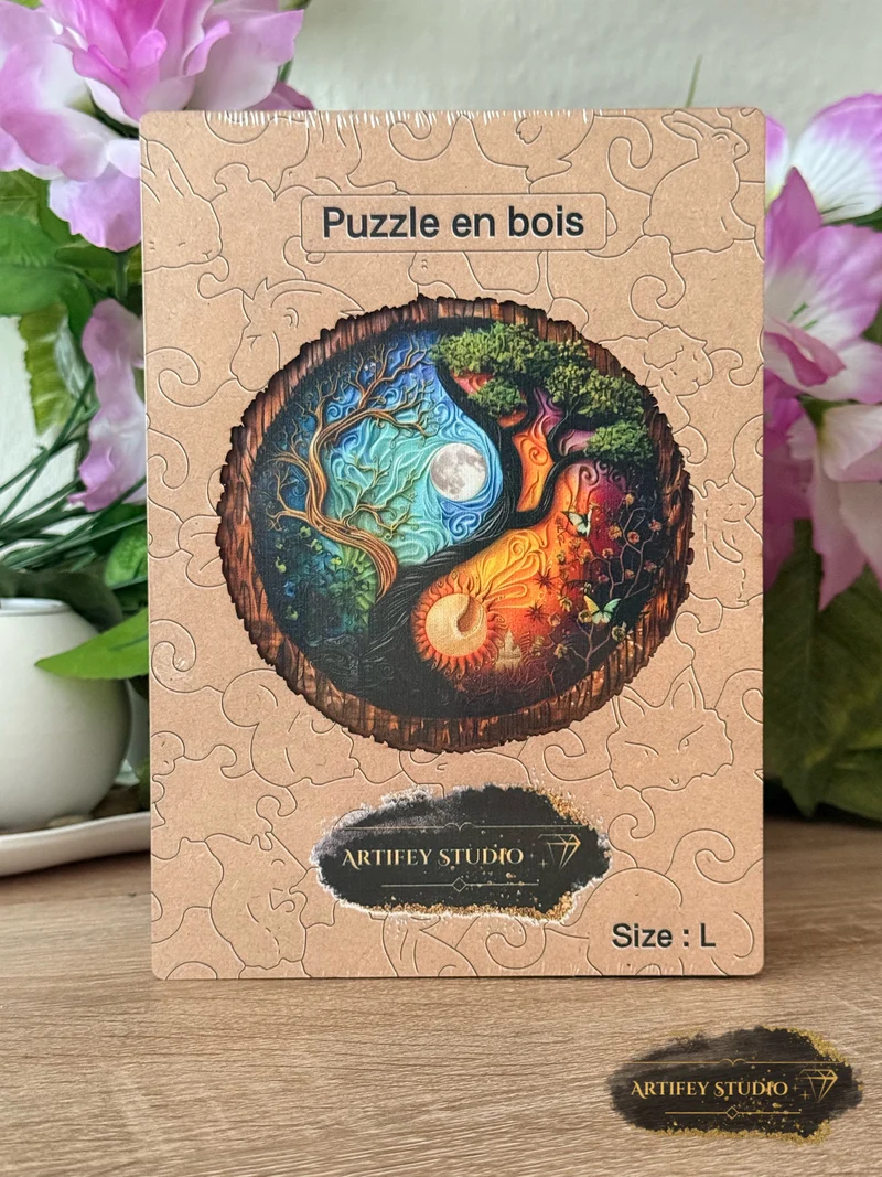 Holzpuzzle- Ying Yang Baum