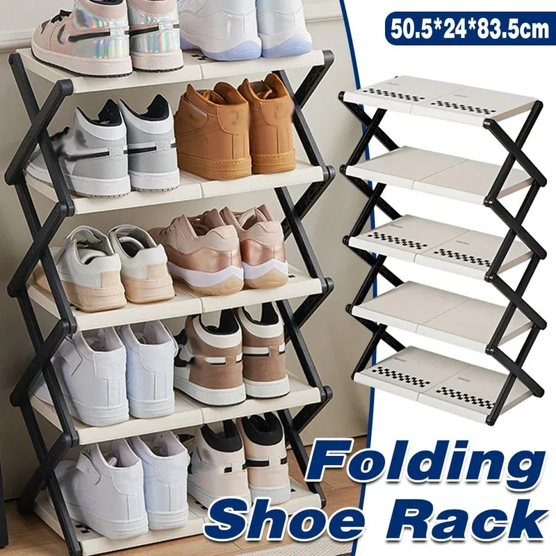 5 Tier Folding Shoe Rack Simple Shoe Storage Organiser