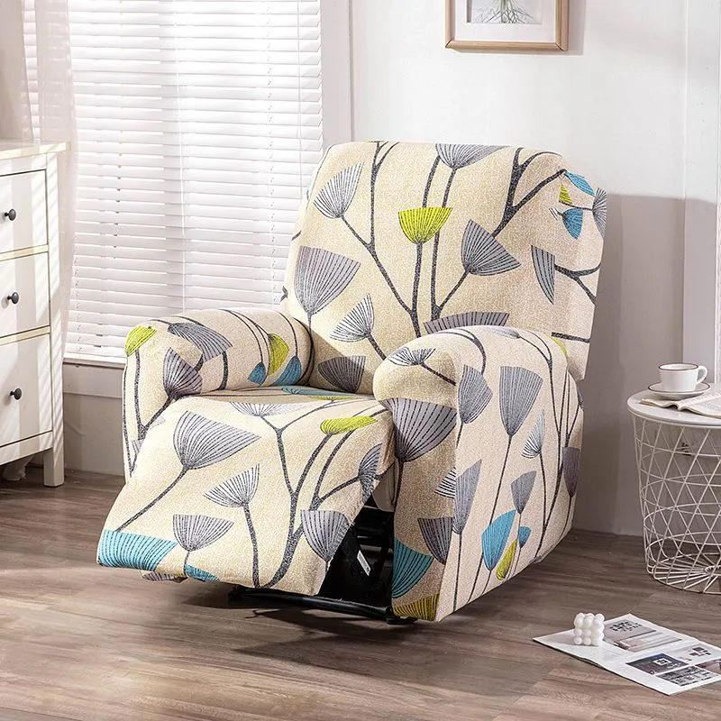 Yellow Stretch Recliner Chair Cover Three-Seater