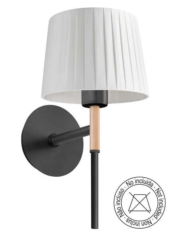 Aplique de pared MDC Juliette negro madera natural 20W 450229101