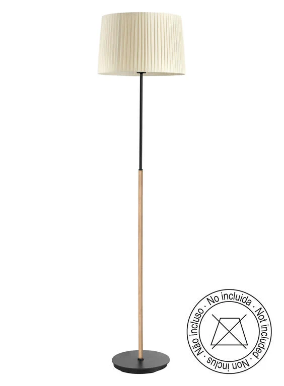 Lámpara de pie de salón MDC Juliette negro madera natural 20W 450209101