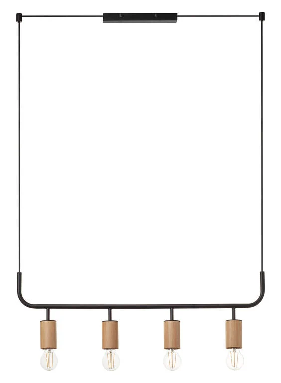 Lámpara colgante MDC Kopa negro madera natural 20W 450079101