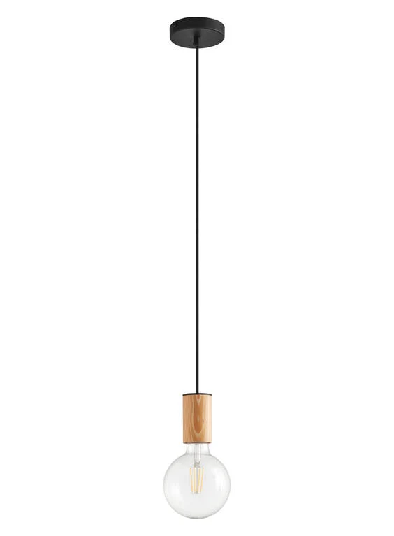 Lámpara colgante MDC Kopa negro madera natural 20W 450069101
