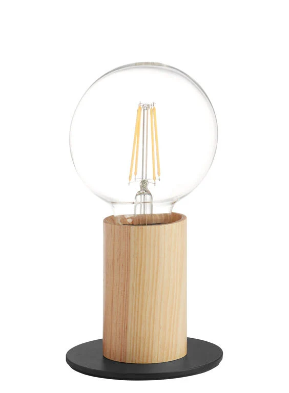 Lámpara de sobremesa MDC Kopa negro madera natural 20W 450059101
