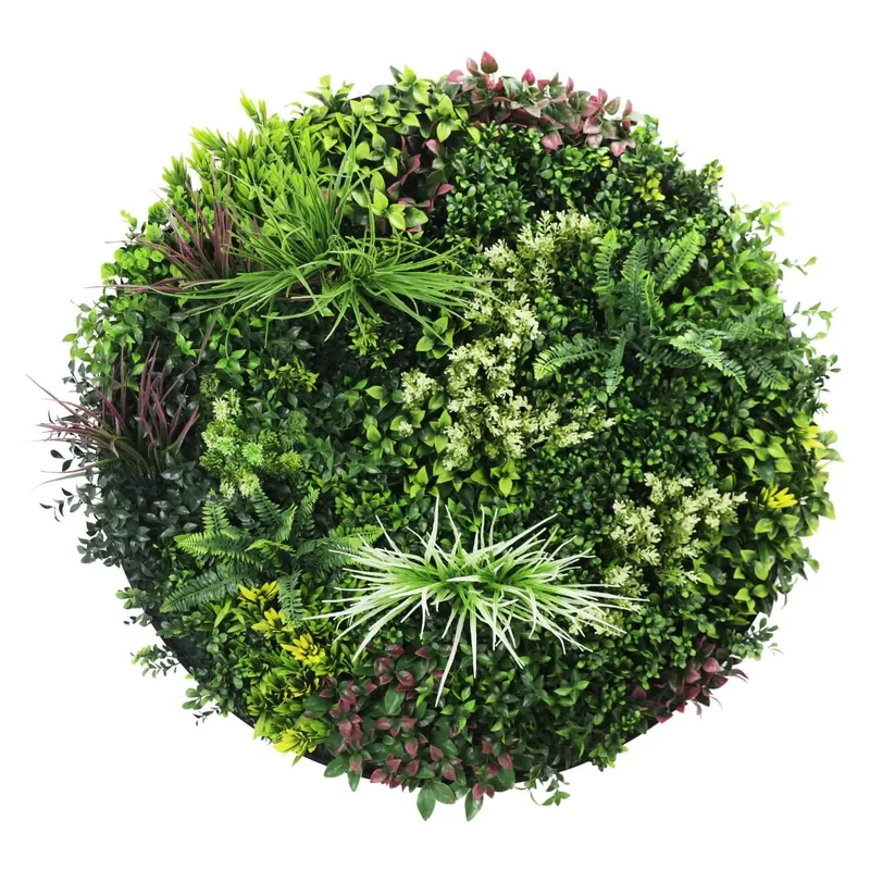 100cm Colour Fresh Artificial Green Wall Disc White Frame