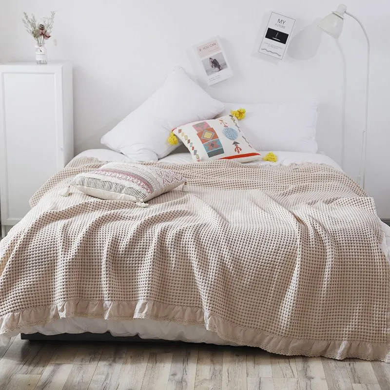 Beige Cotton Waffle Blanket 200×230cm