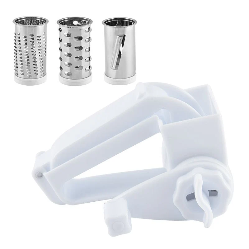 Rotary Cheese Grater with 3 Stainless Steel Blades & Safe Top Pressing