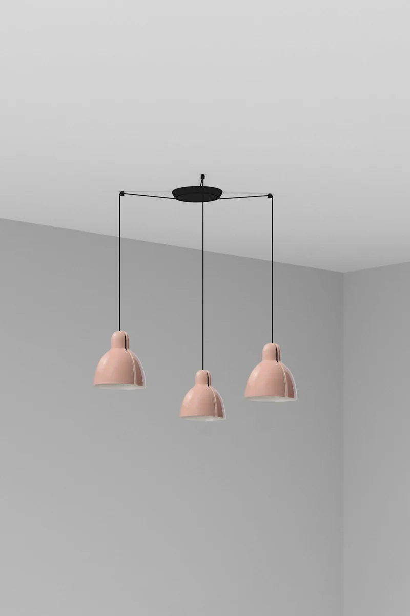 Lámpara de techo colgante Faro Venice 3 luces E27 LED rosa brillo 64255-126-3L