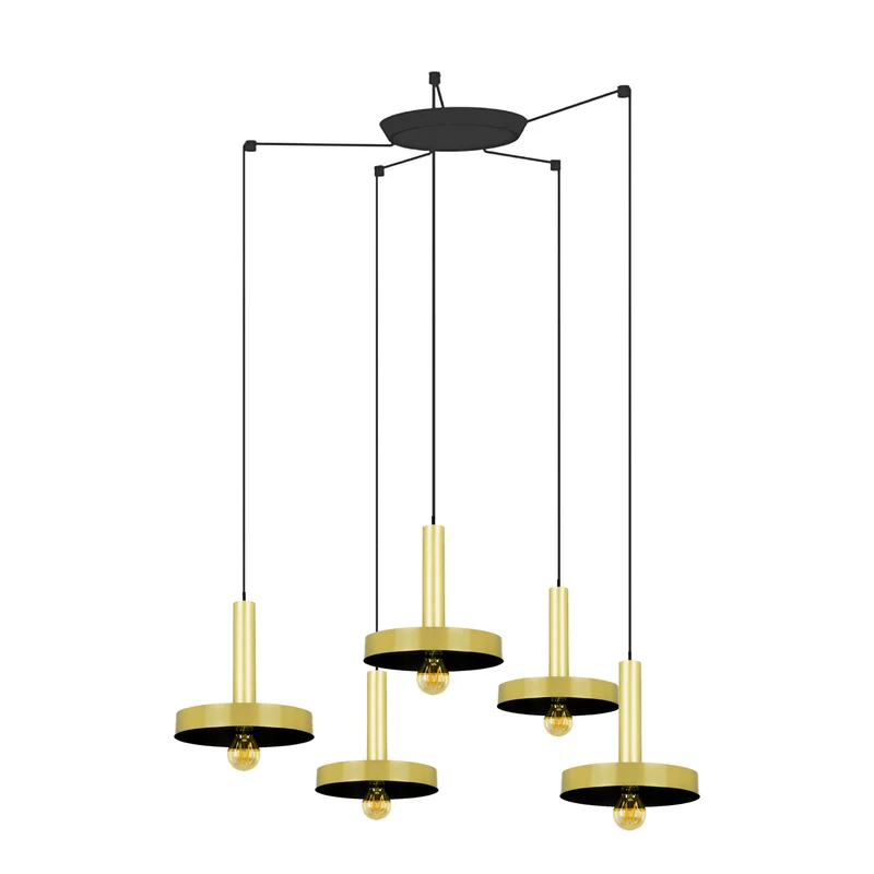 Lámpara de techo colgante Faro Whizz 5 luces E27 LED oro y negro 20161-5L