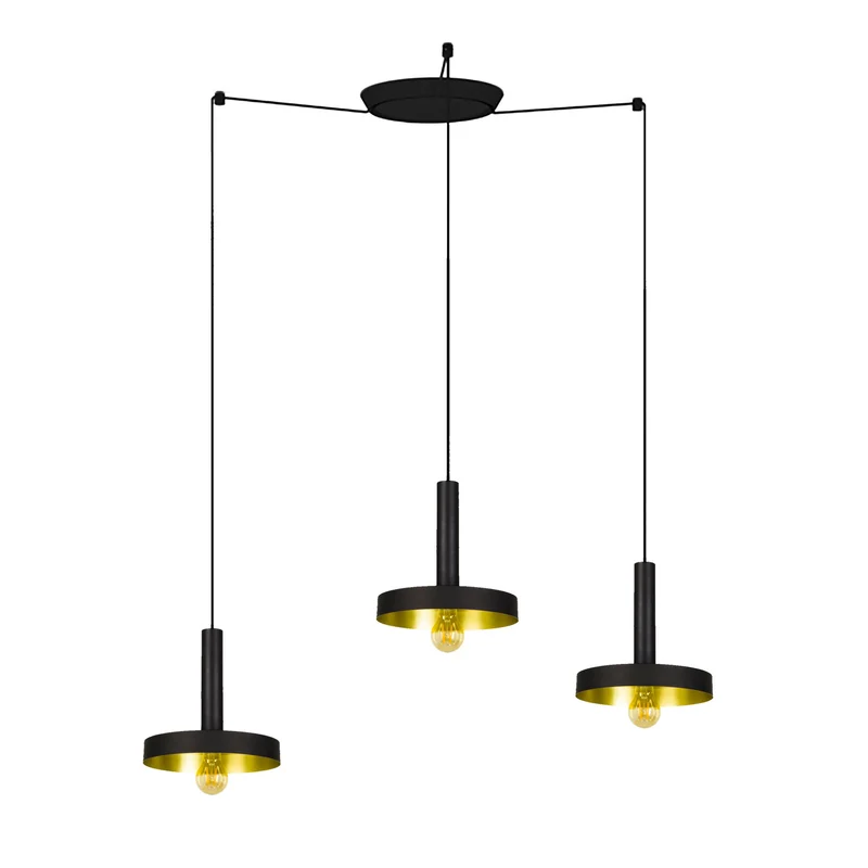 Lámpara de techo colgante Faro Whizz 3 luces E27 LED negro y oro 20160-3L