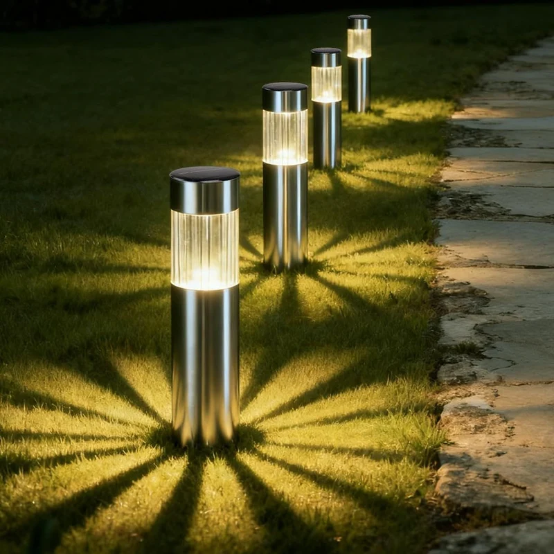 Silver Solar Pathway Lights Outdoor