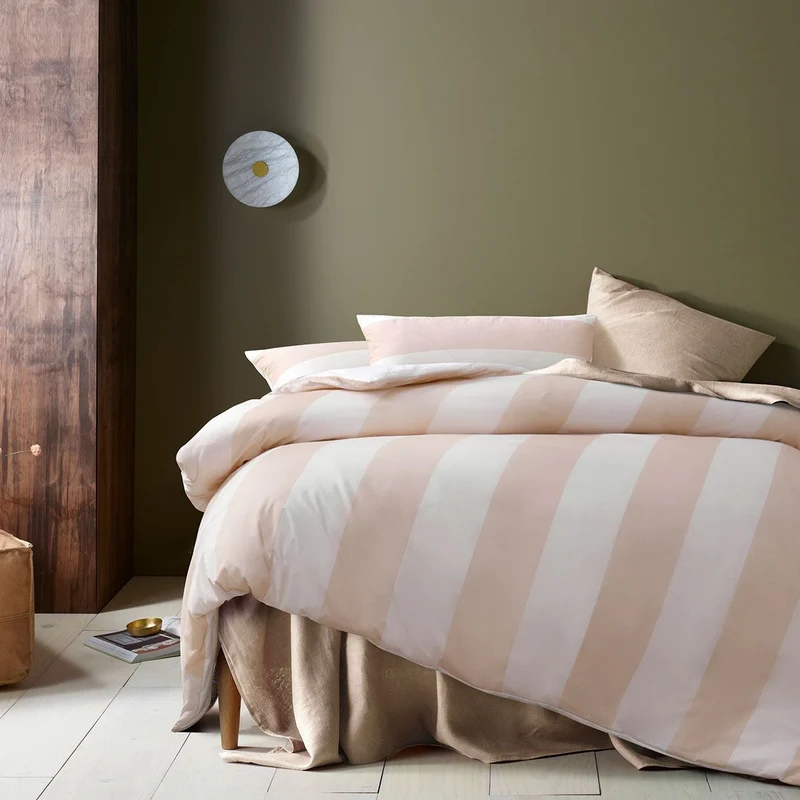 Accessorize Regency Natural Striped Washed Cotton Quilt Cover Set Super
