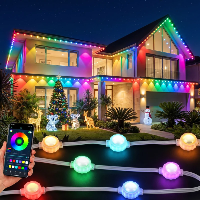 Jingle Jollys 30M Christmas Permanent Lights Smart Eaves String App