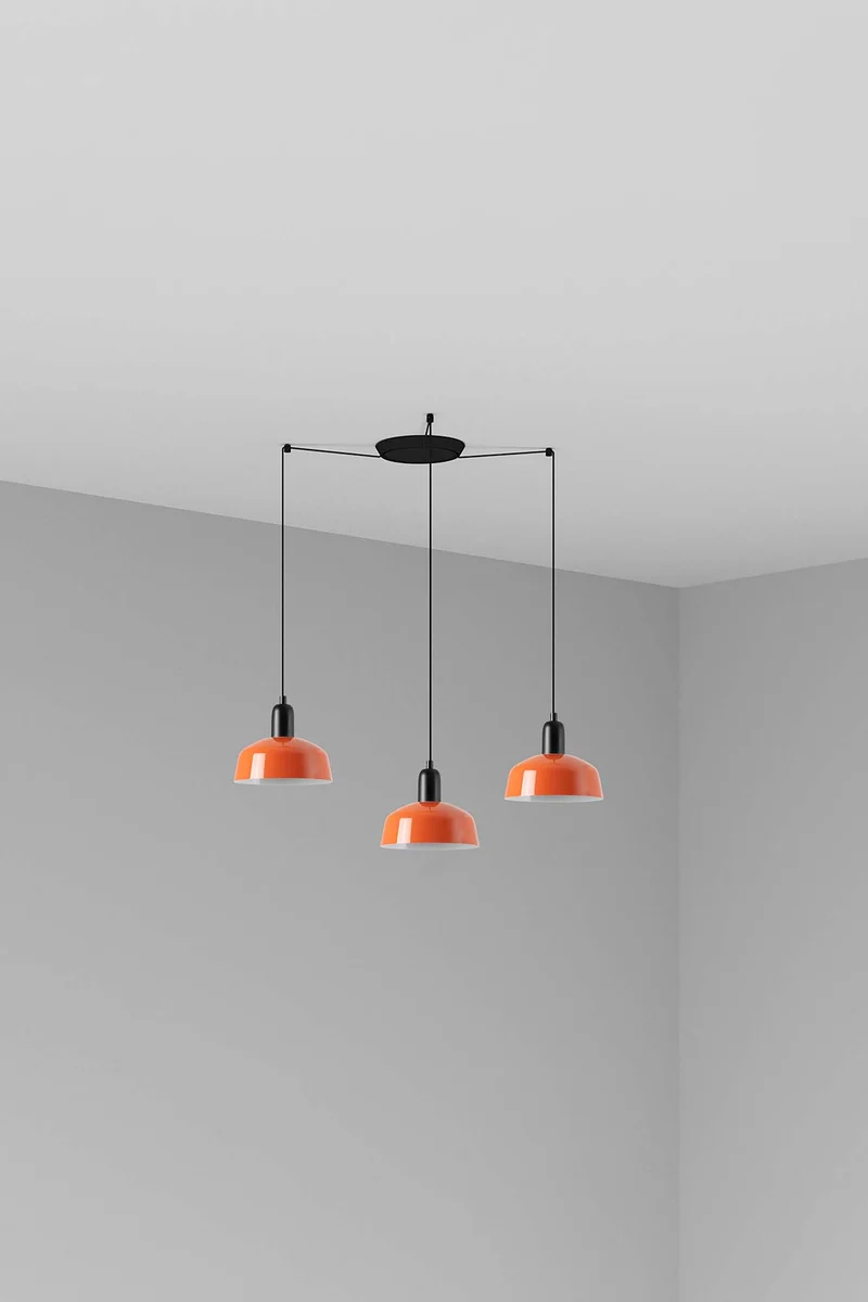 Lámpara de techo colgante Faro Tatawin 3 luces E27 LED naranja rojizo 20340-143-3L
