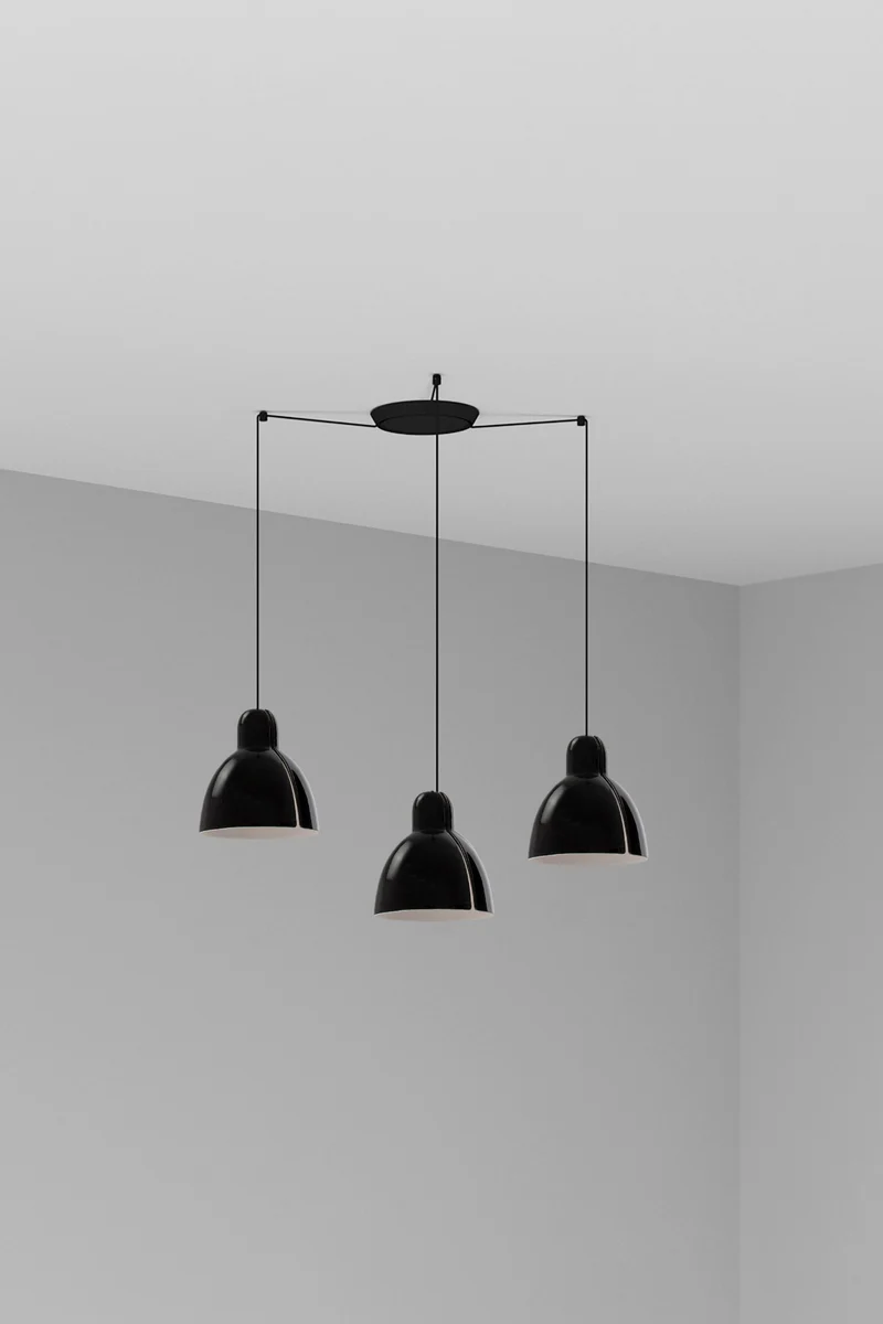 Lámpara de techo colgante Faro Venice 3 luces E27 LED negro brillo 64255-125-3L