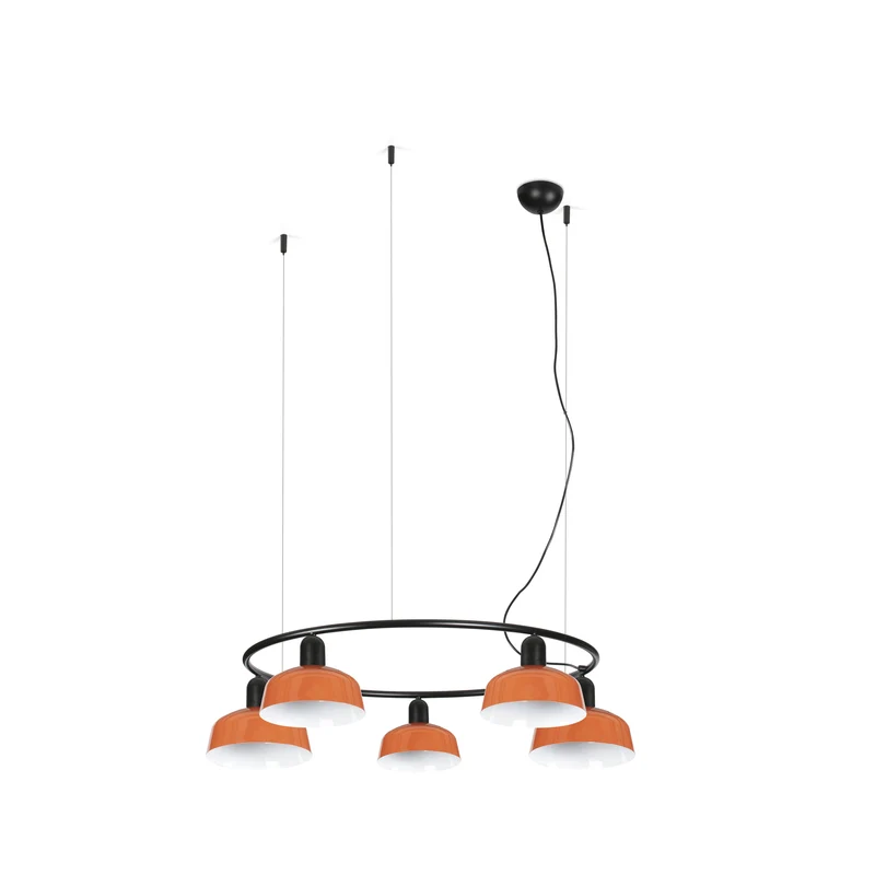 Lámpara de techo colgante Faro Tatawin 5 luces E27 LED naranja 20343-143-5L