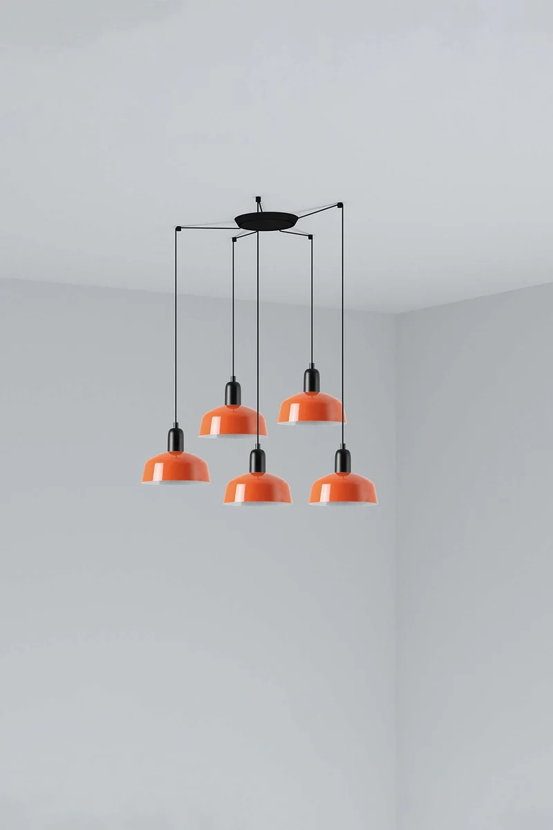 Lámpara de techo colgante Faro Tatawin 5 luces E27 LED naranja rojizo 20340-143-5L