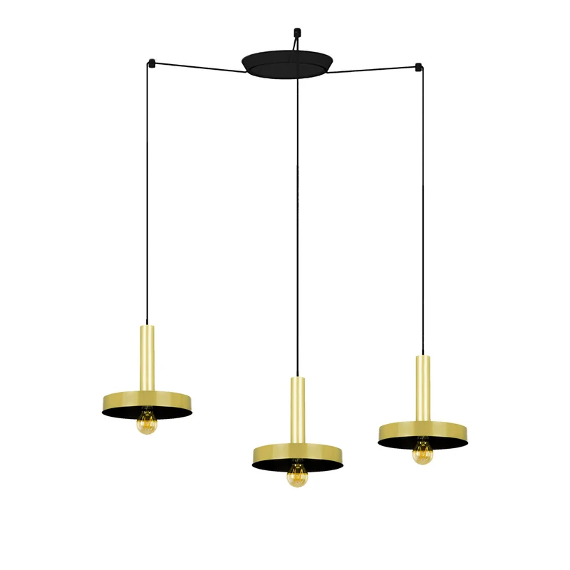 Lámpara de techo colgante Faro Whizz 3 luces E27 LED oro y negro 20161-3L