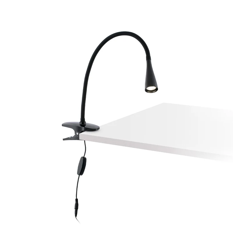 Lámpara de mesa flexo Faro Lena de pinza LED negro mate 4000K 52061