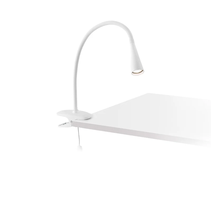 Lámpara de mesa flexo Faro Lena de pinza LED blanco mate 4000K 52059